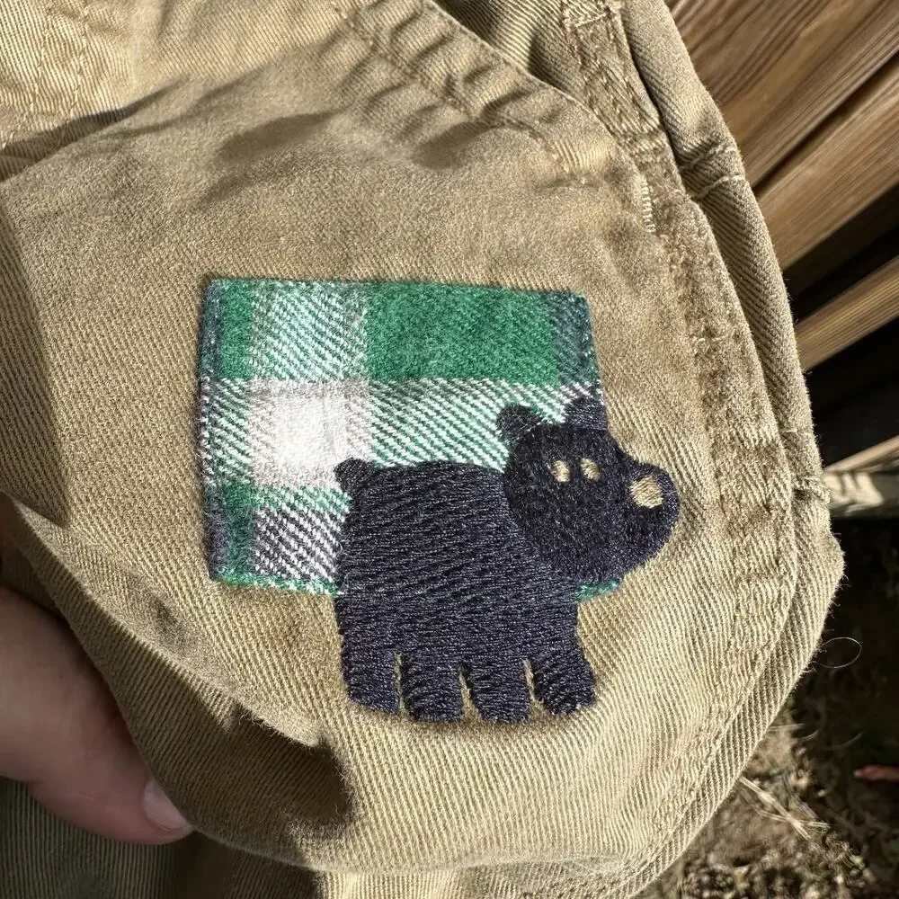 Oshkosh B’gosh Toddler Overalls 18 Months Khaki Plaid‎ Bear Animal